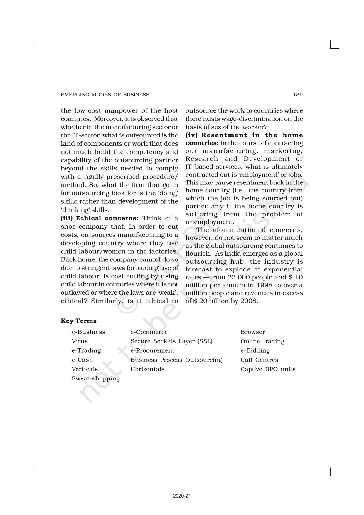 Emerging Modes Of Business - NCERT Book Of Class 11 Business Studies